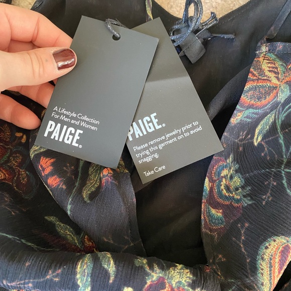 NWT PAIGE Serifina Floral Cold Shoulder Silk Midi Wrap Dress - Picture 11 of 11